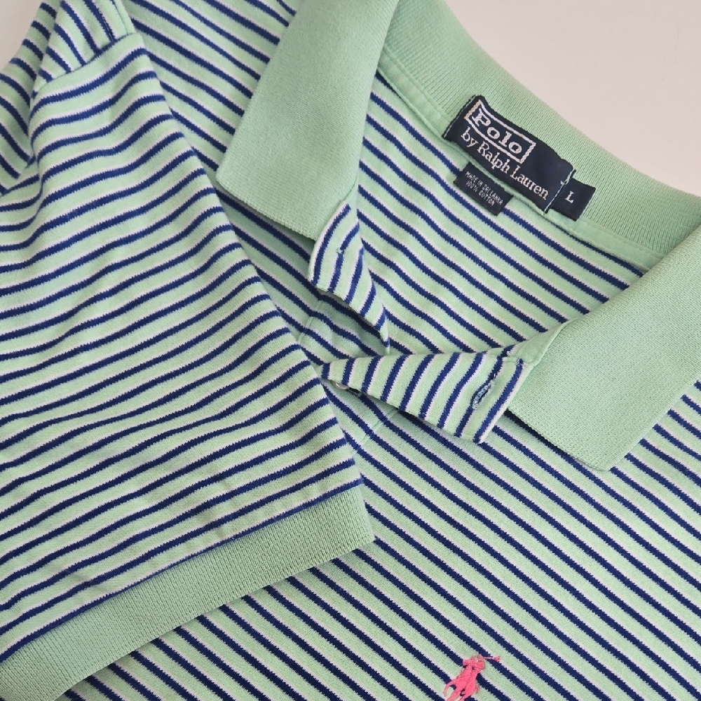 Polo Ralph‎ Lauren Shirt Men’s Large Polo Green Navy Pink Logo